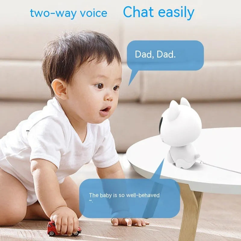 Cat Cute Pet V380 surveillance camera with WiFi and 720p resolution, white ABS plastic body