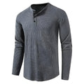 Men's waffle Henley T-shirt long sleeve slim fit heavy weight casual top in sizes S to XXXL