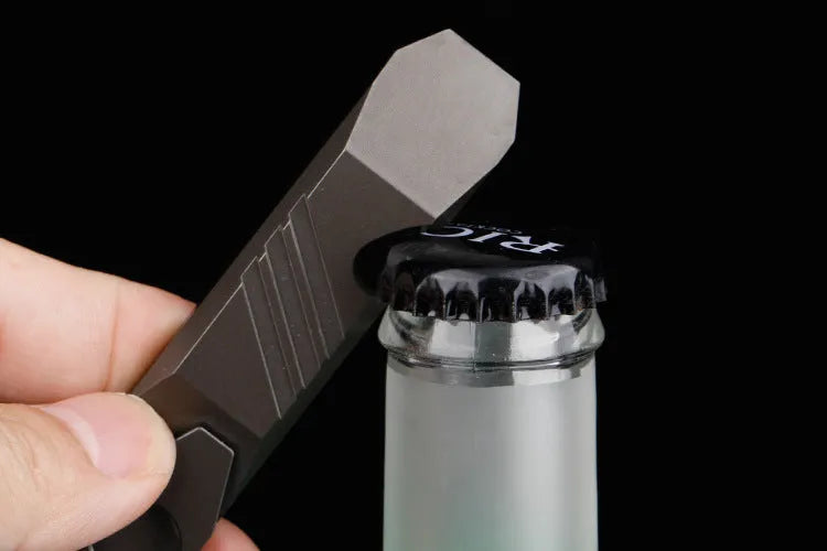 Titanium alloy multi-function crowbar tool with screwdriver and bottle opener in stone wash or gun grey finish
