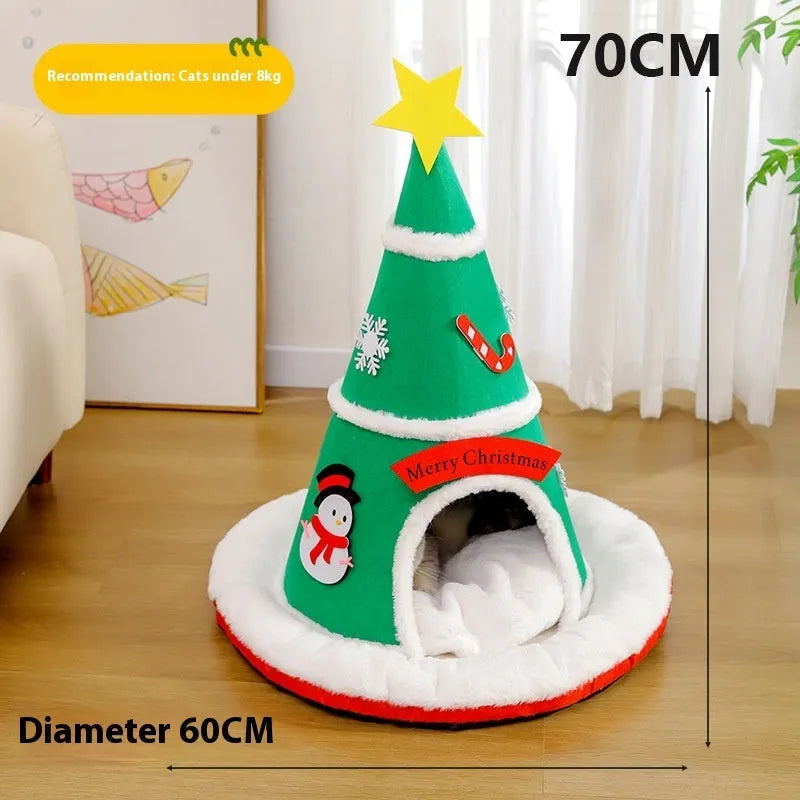 Cat nest Christmas felt design removable cloth pet bed for cats and small dogs