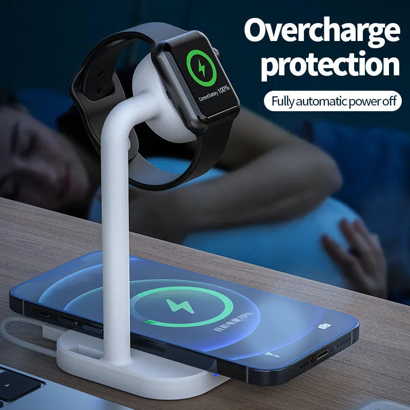 Multi function desktop stand wireless charging phone holder, black or white, 79.8 x 53.9 x 124mm