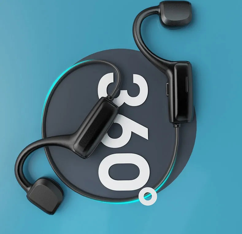 G1 wireless sports Bluetooth headset in earless design, two colour options shown on model ear