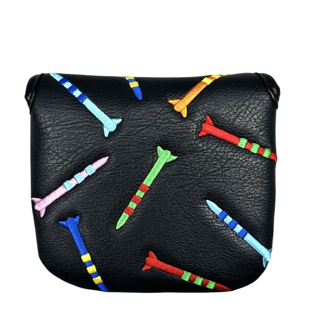 Black and white rocket pattern square putter protective sleeve made of PU leather.