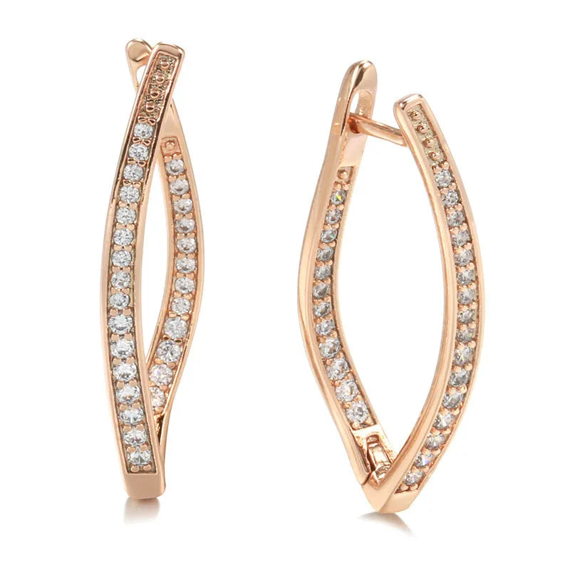 Geometric zircon drop earrings in copper with ins style design for women