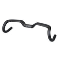 Black carbon fibre road bike handlebars showing large outer swing angle design