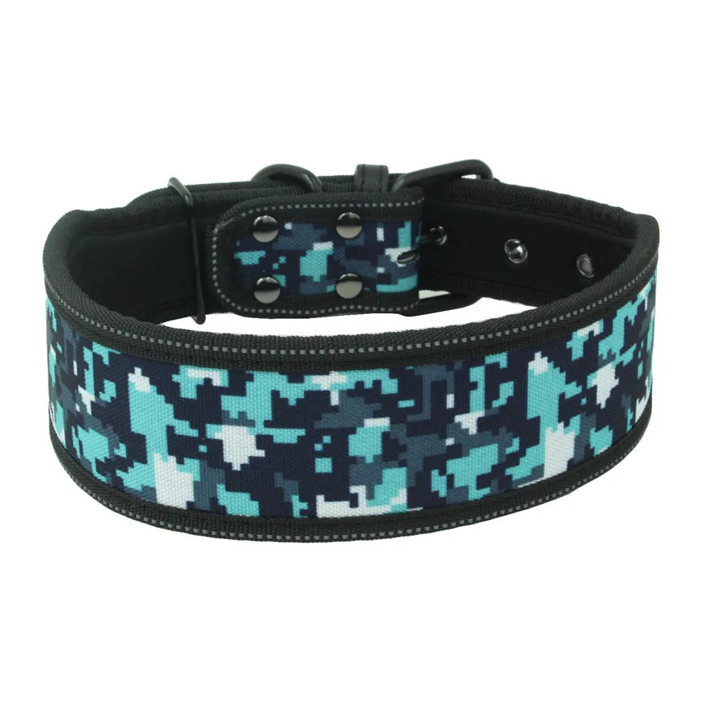 Diving material cloth pet collar in blue camouflage option with adjustable fit