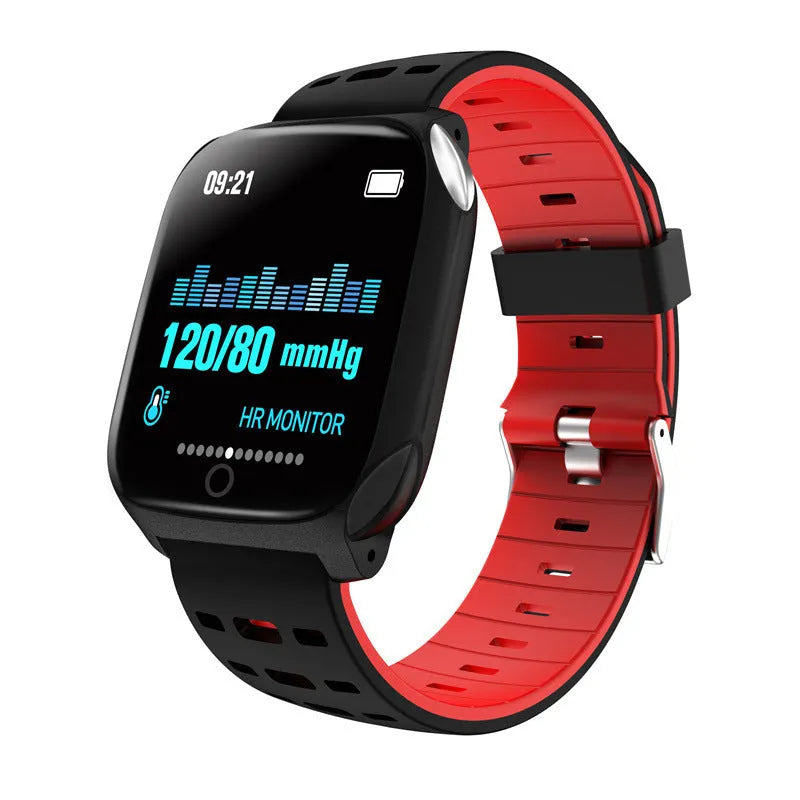 F16 Smart Watch with ECG, blood pressure and heart rate monitor on a silicone strap.