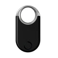 Black and white GPS tracker device for pet and child location tracking with compact dimensions