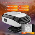 Compact white or green ABS plastic 12V 24V warm air blower heater for cars and trucks.