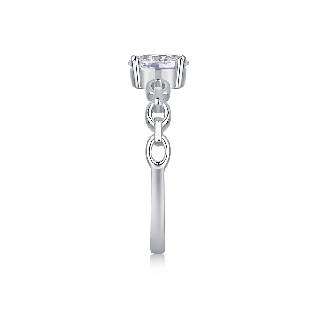 Rose moissanite wedding ring set with egg-shaped stone, S925 silver, platinum-plated, sizes 5-9, GRA certificate gift box