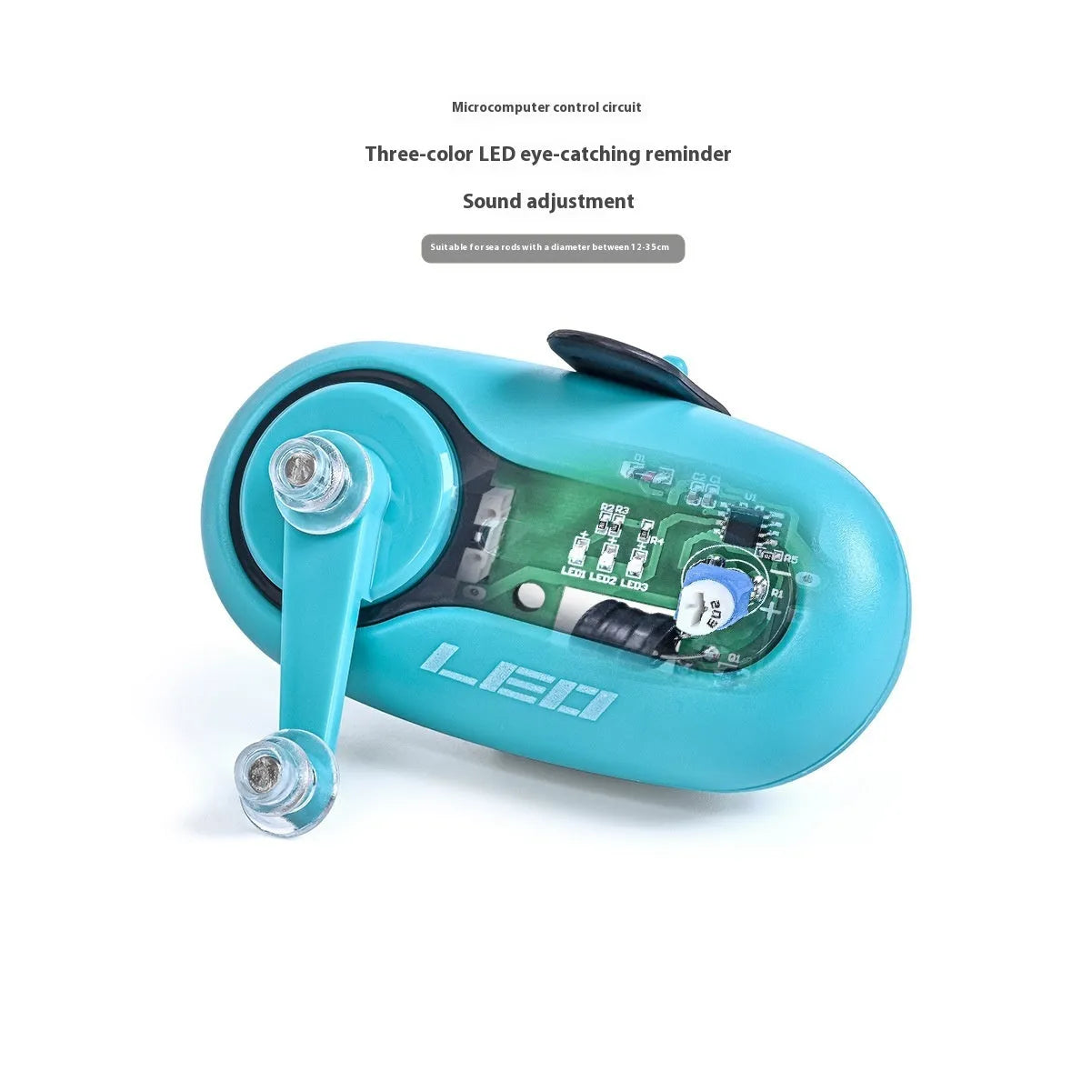 Fishing rod alarm with automatic night fishing signal induction lamp in blue or black colour options