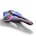Bicycle seat cushion with PU leather cover and hollow centre design shown in multiple colour options