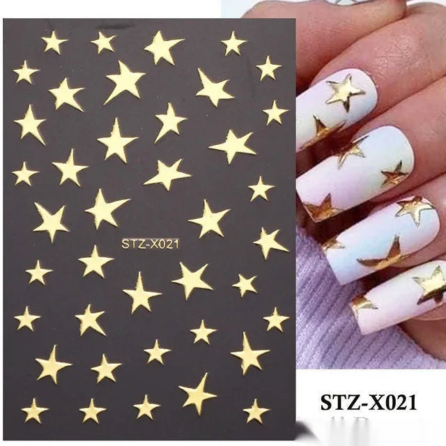 Black and silver striped cartoon pattern nail stickers with plastic application tool
