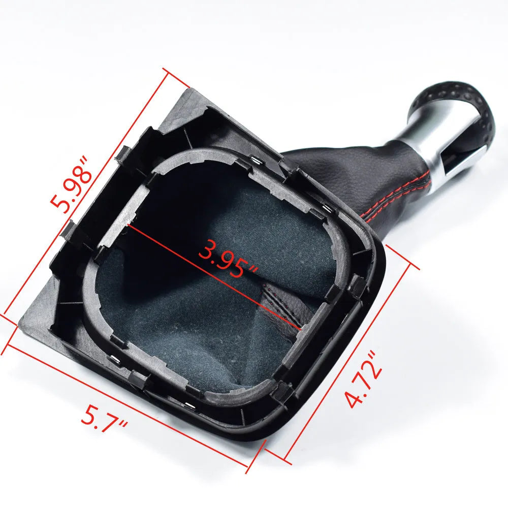 Black manual gear lever handball shift head replacement for Volkswagen Golf 5 6 7 with dust boot.
