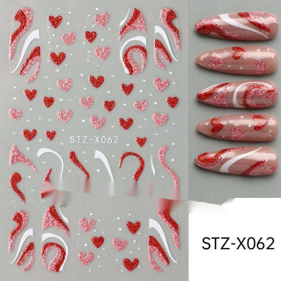 Black and silver striped cartoon pattern nail stickers with plastic application tool