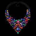 Alloy rhinestone necklace in water drop shape with full diamond inlay on white background