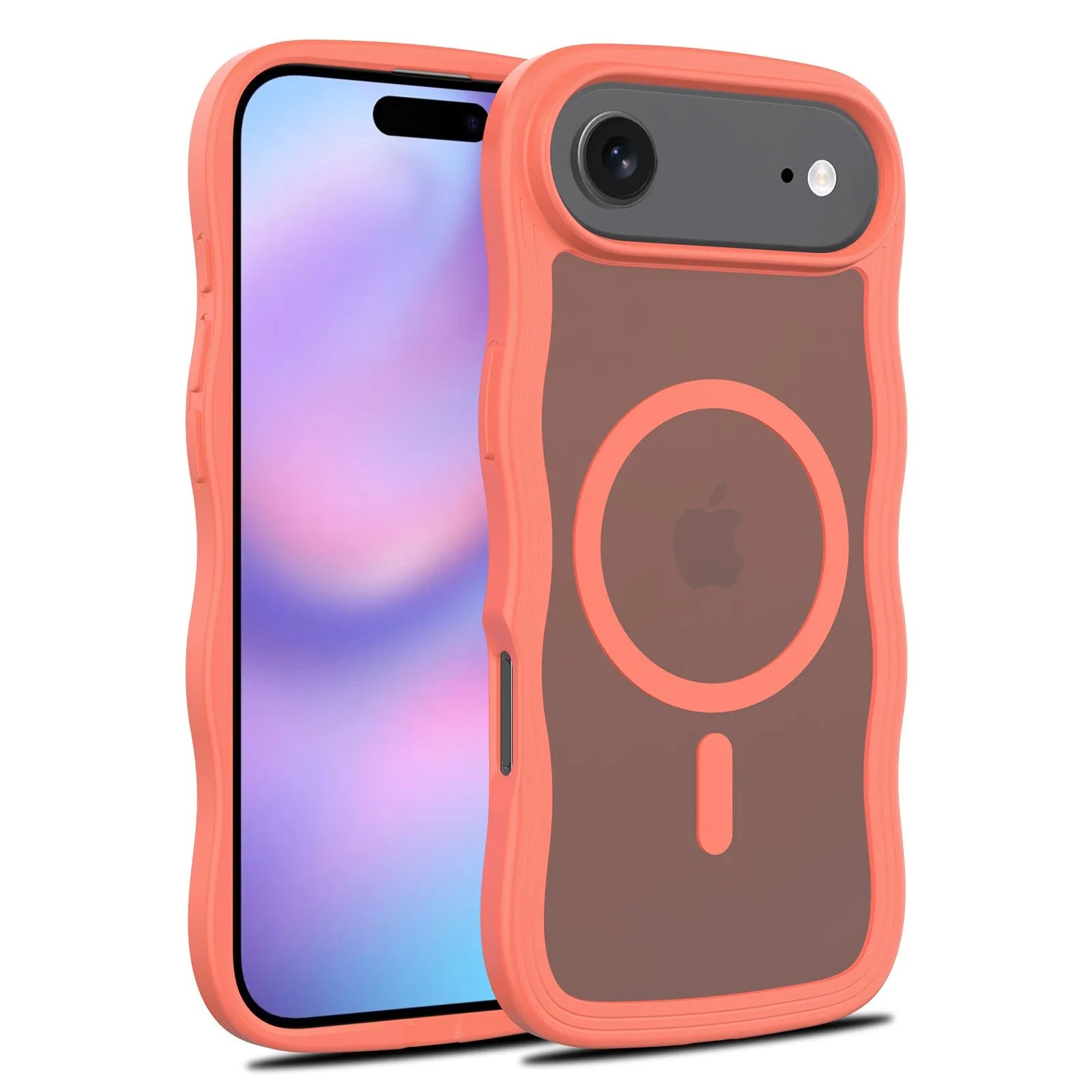 Two-in-One Magnetic Suction Phone Case for Apple iPhone Wave Lines Skin Feeling PC TPU Slim Fit Protective Cover Compatible with Multiple iPhone Models Coffee Dark Gray Dark Purple Light Pink