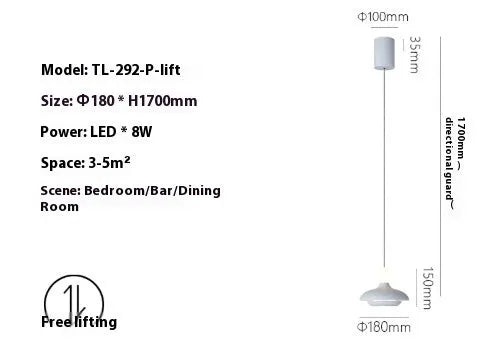 Adjustable Nordic style bedside pendant light in obsidian black finish with three colour temperature settings