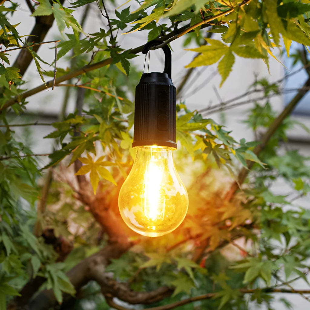 Five solar outdoor lantern-style warm light bulbs with pastoral design