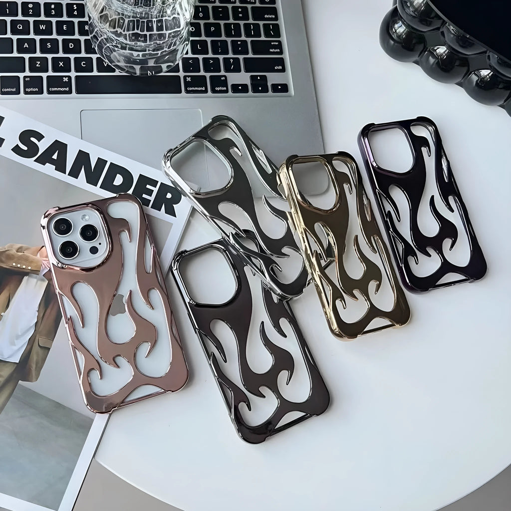 Electroplated hollow heat dissipation TPU phone case for iPhone 17 series with flame design