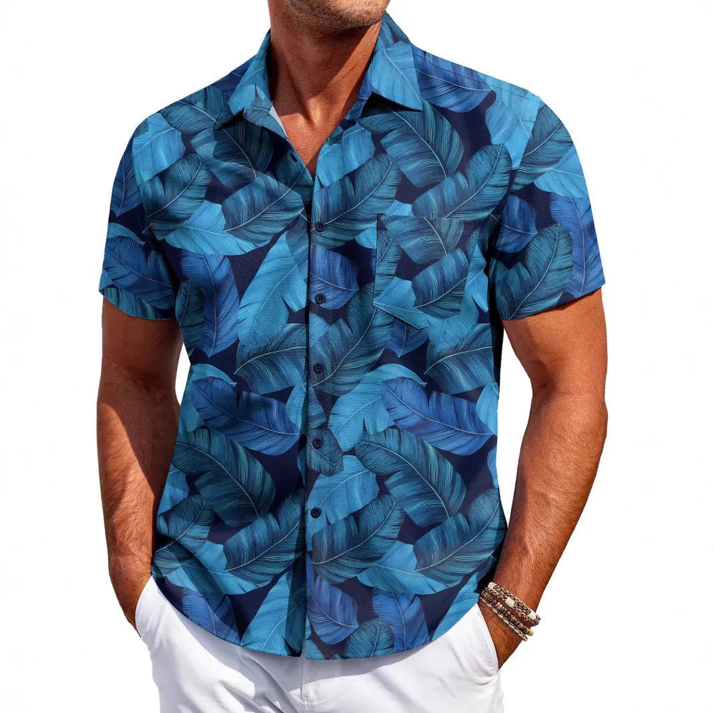Men's slim fit Hawaiian cardigan short sleeve shirt in various colours