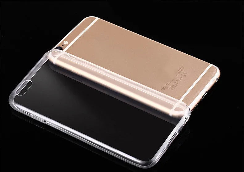 Transparent TPU mobile phone case showing iPhone compatibility from model 5 to 11 Pro Max
