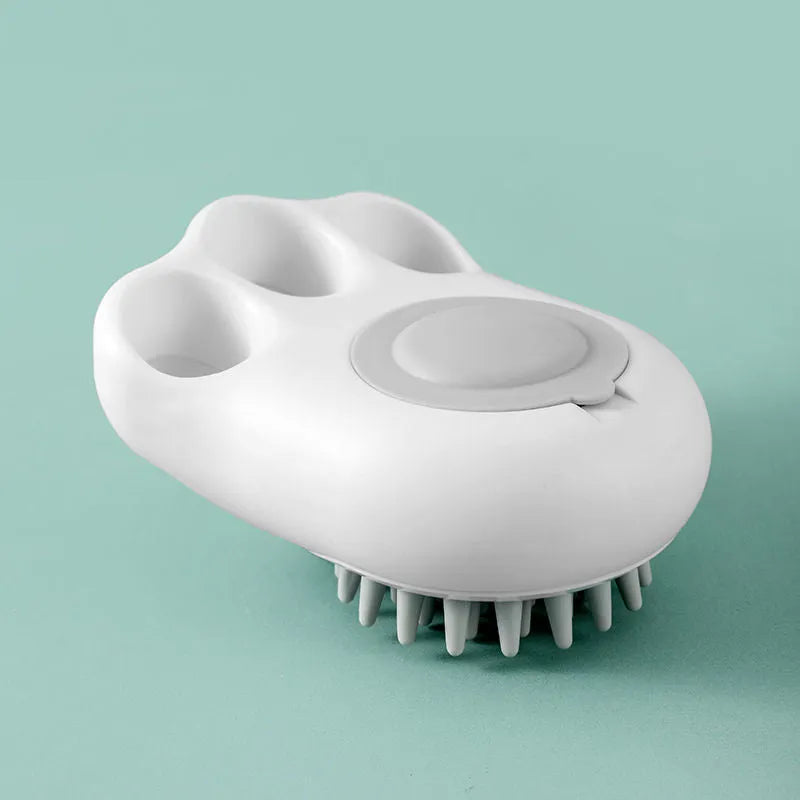 Cat claw shaped bath brush with soft silicone bristles for pet massage and cleaning