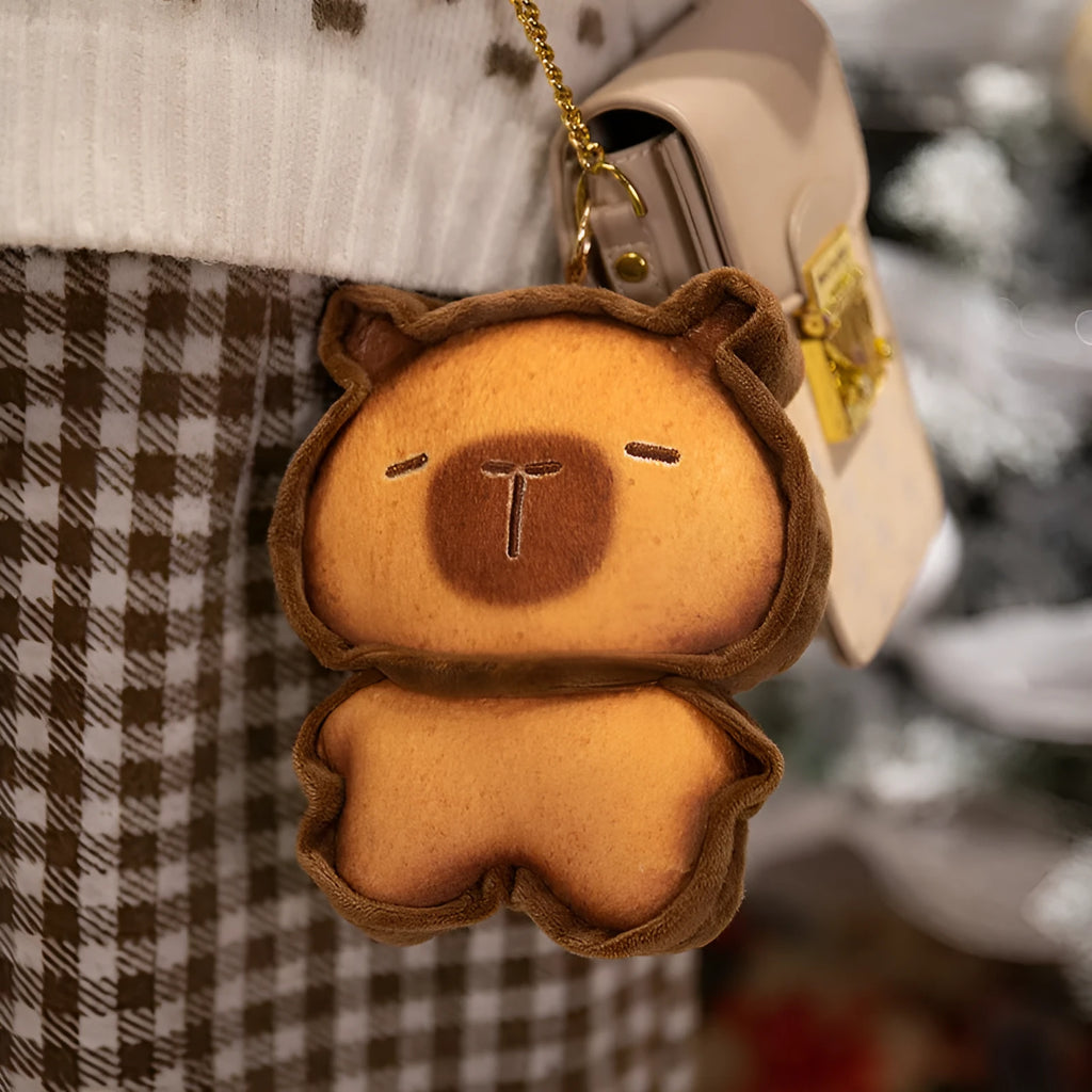 Cute toast kitty doll plush toy with soft PP cotton filling, caramel colour, happy cat expression, 30cm height
