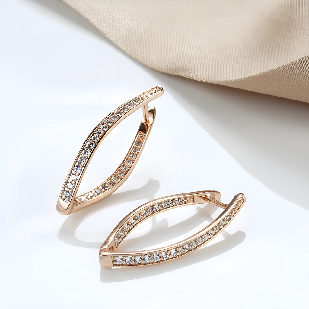 Geometric zircon drop earrings in copper with ins style design for women