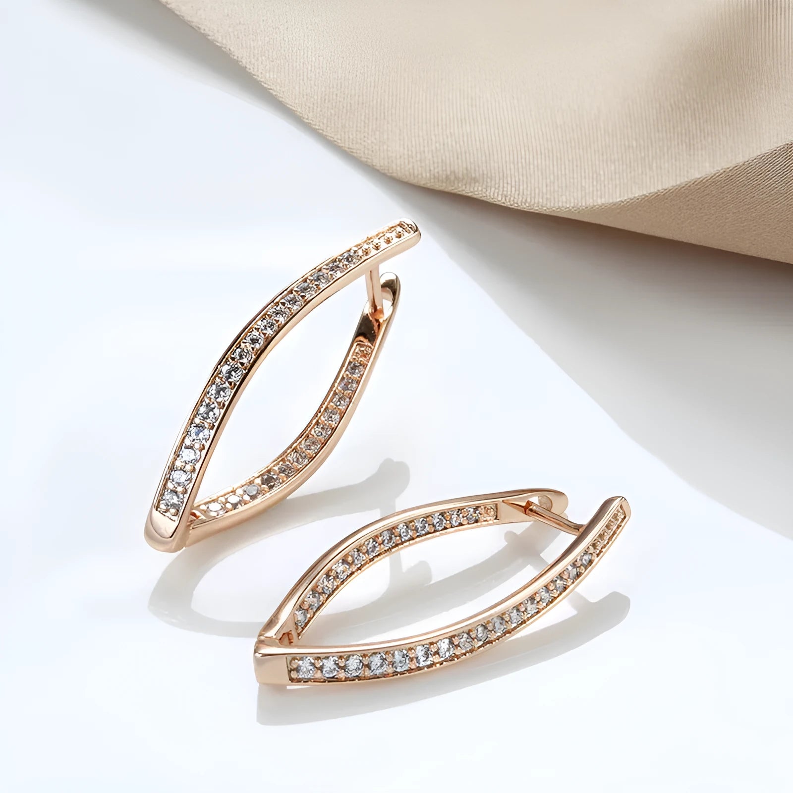 Geometric zircon drop earrings in copper with ins style design for women