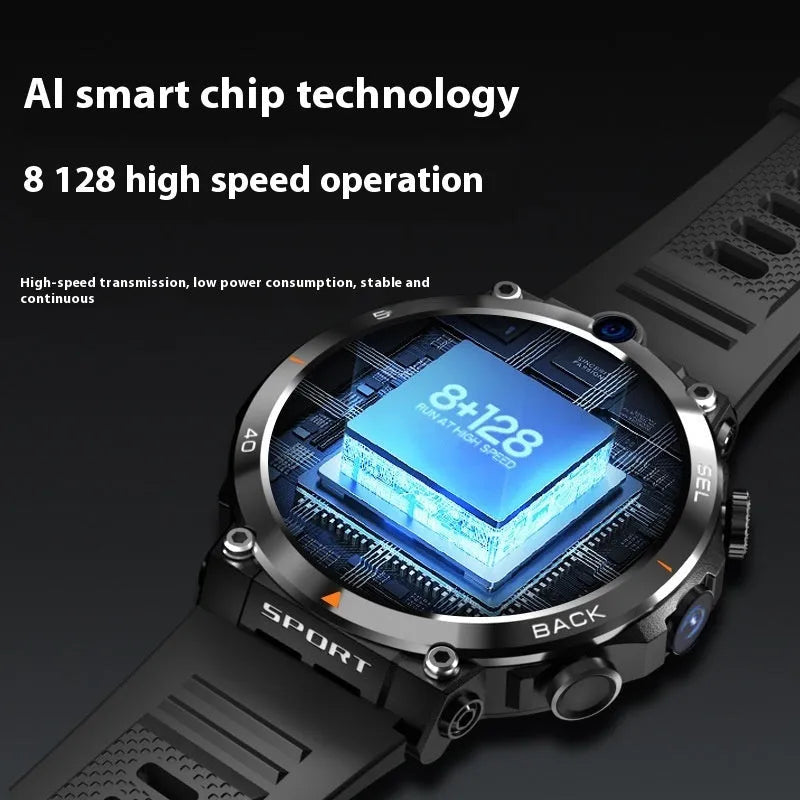 Sports smartwatch with dual cameras, TFT touch screen, heart rate monitoring and NFC functionality