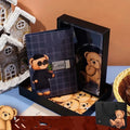 B6 Tide Card password book with lock, PU hard cover, animal retro print, 20x14cm, blue or yellow check base.