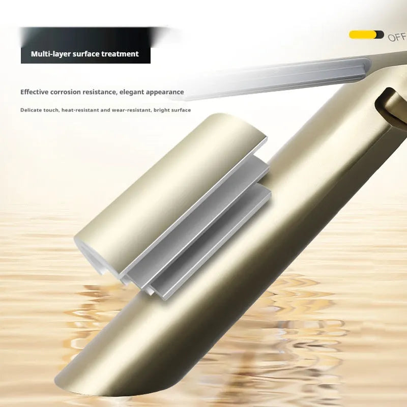 Simple hot and cold bathroom washbasin faucet mixer tap in chrome finish with copper construction