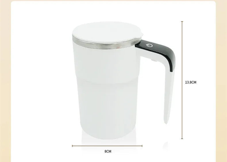 Black or white electric automatic stirring coffee mug with LCD screen and USB charging cable