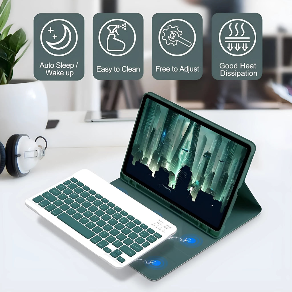 Samsung Galaxy Tablet protective case with Bluetooth keyboard and charging mouse in six colour options