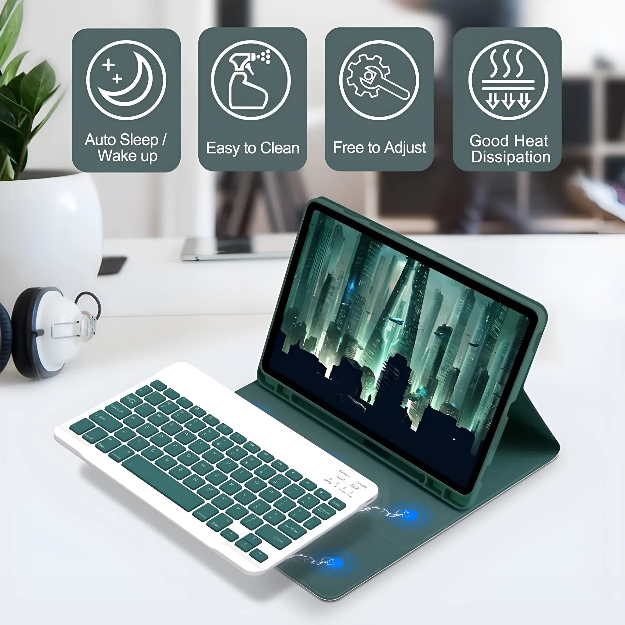 Samsung Galaxy Tablet protective case with Bluetooth keyboard and charging mouse in six colour options
