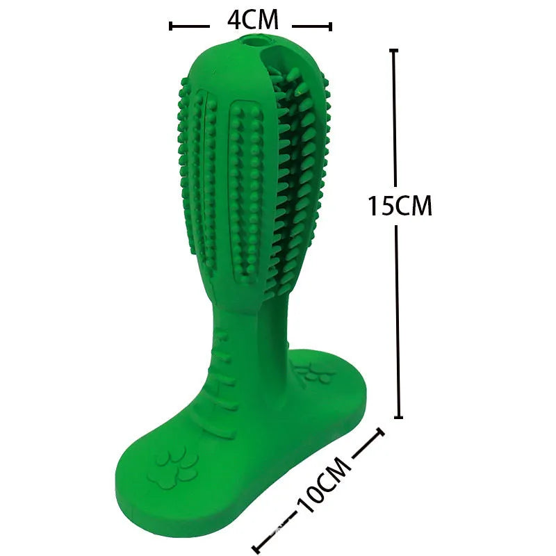 Dog toothbrush bite resistant molar toy in rubber, large and medium sizes, green blue orange