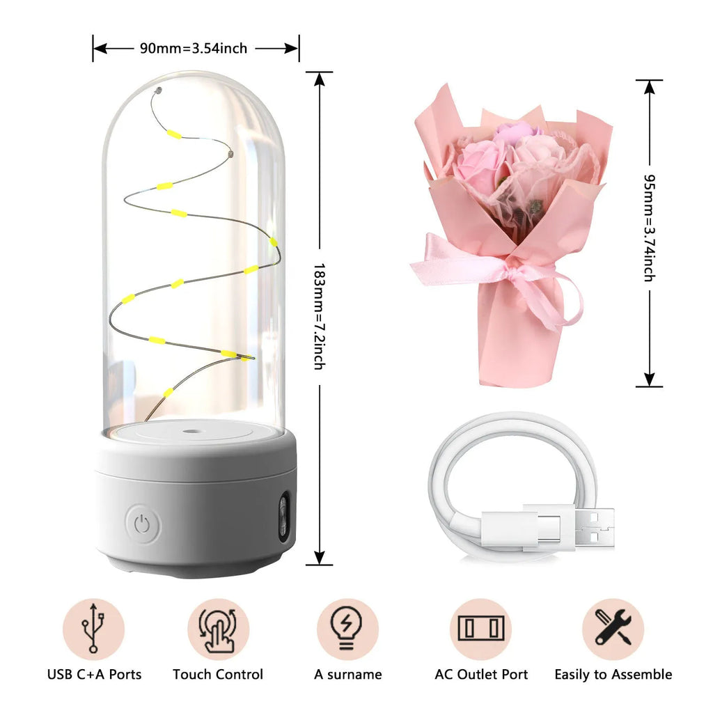 LED light bouquet and Bluetooth speaker inside a glass lampshade decorative night light ornament