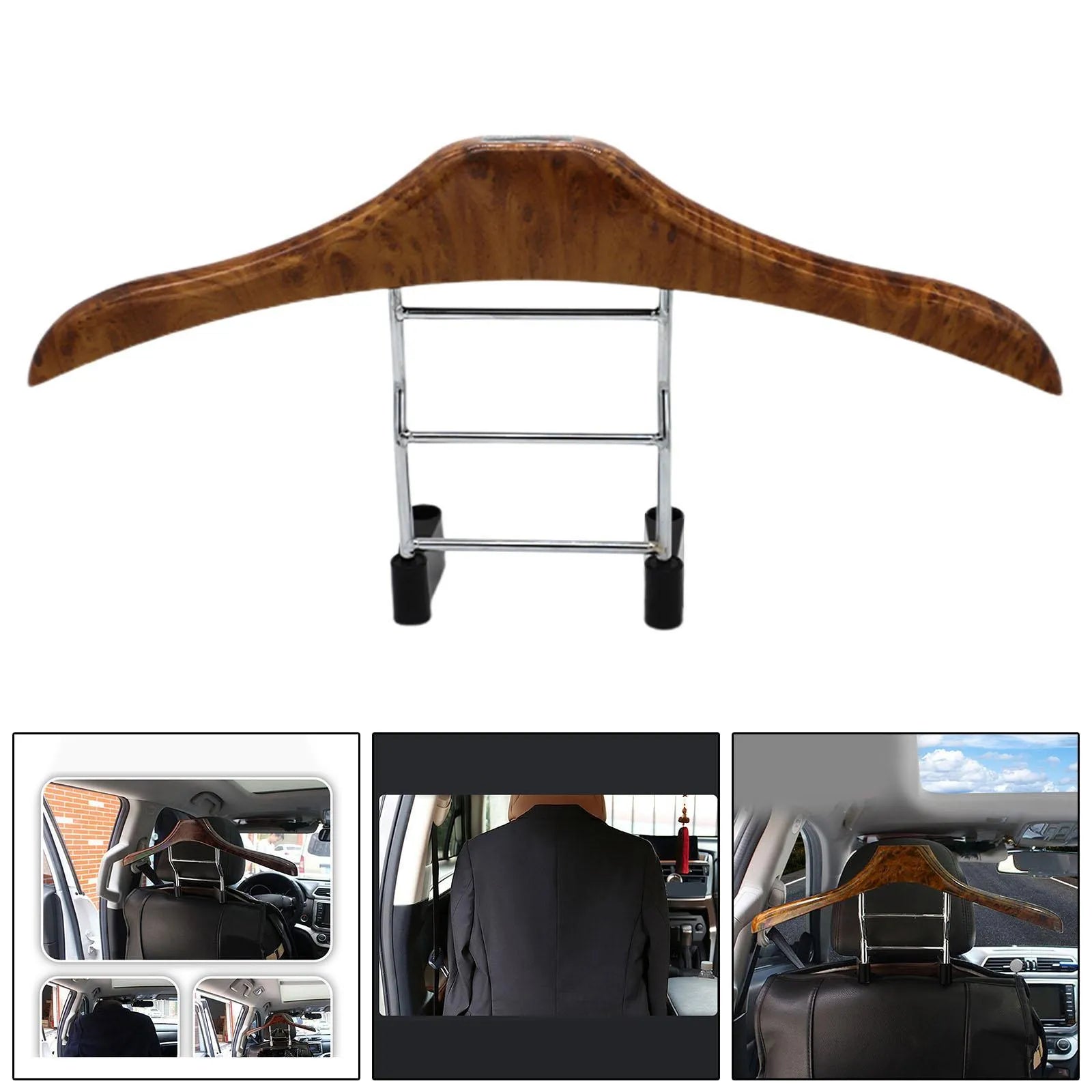 Wood yellow stainless steel car clothes hanger with 46.5cm by 23cm foldable design