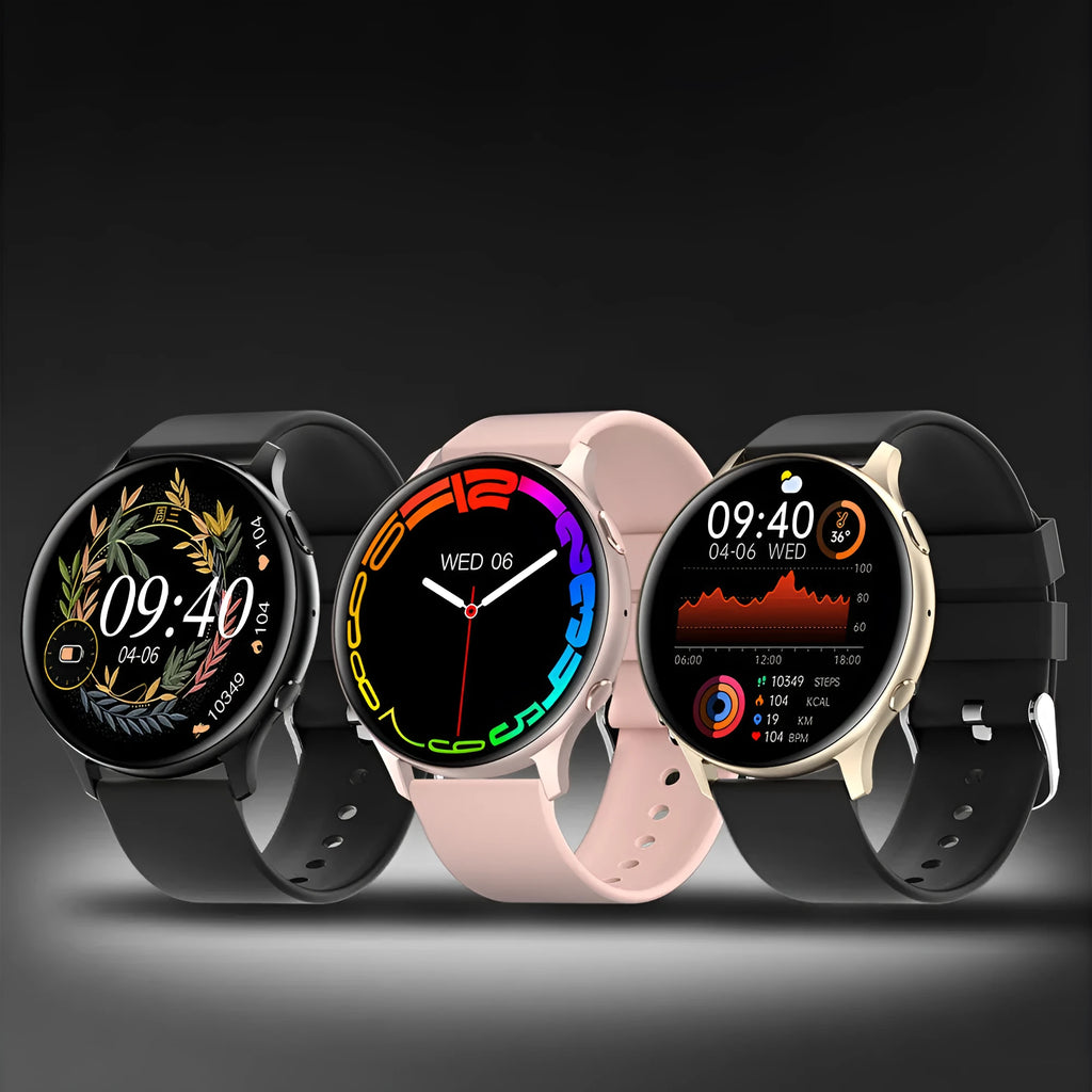 Smart watch with 1.32 inch TFT touchscreen, silicone strap, and Bluetooth call support in black