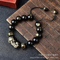 Hand-woven golden obsidian Pi Xiu bracelet with animal zodiac modelling in Chinese style