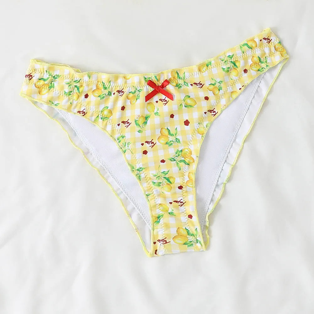 Floral backless split high-elasticity nylon bikini swimsuit for women