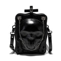 Black mini Halloween skull shoulder bag with zip closure, chain detail and phone pocket