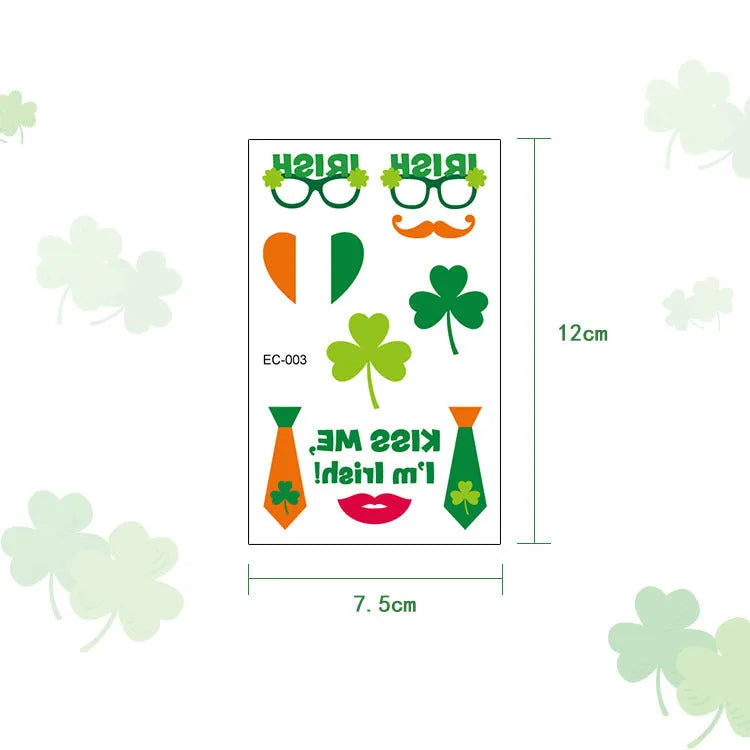 St. Patrick’s Day clover tattoo sticker 120 × 75 mm paper water transfer