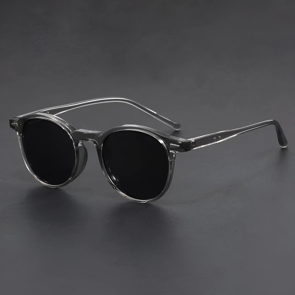 Retro round frame sunglasses with polarised lenses in multiple colour options