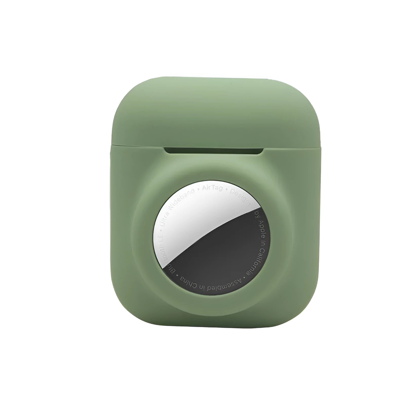 AirTag silicone protective sleeve in flip cover style showing colour options including luminous green and wine red