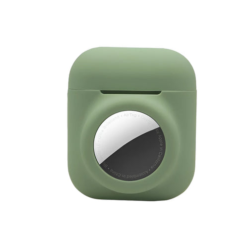 AirTag silicone protective sleeve in flip cover style showing colour options including luminous green and wine red