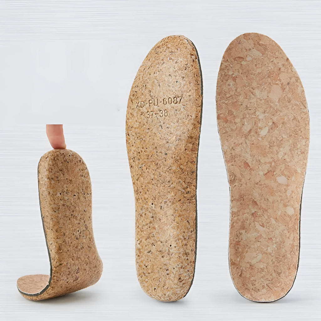 Flat foot insole with plain cloth, strong cotton and cork, breathable and sweat-absorbent, unisex sizes 35-46