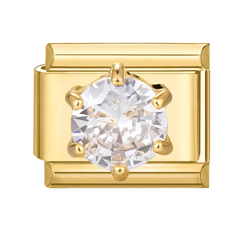 DIY light luxury creative Italian bracelet accessory pendant stainless steel 1x0.9cm drip oil finish gold background