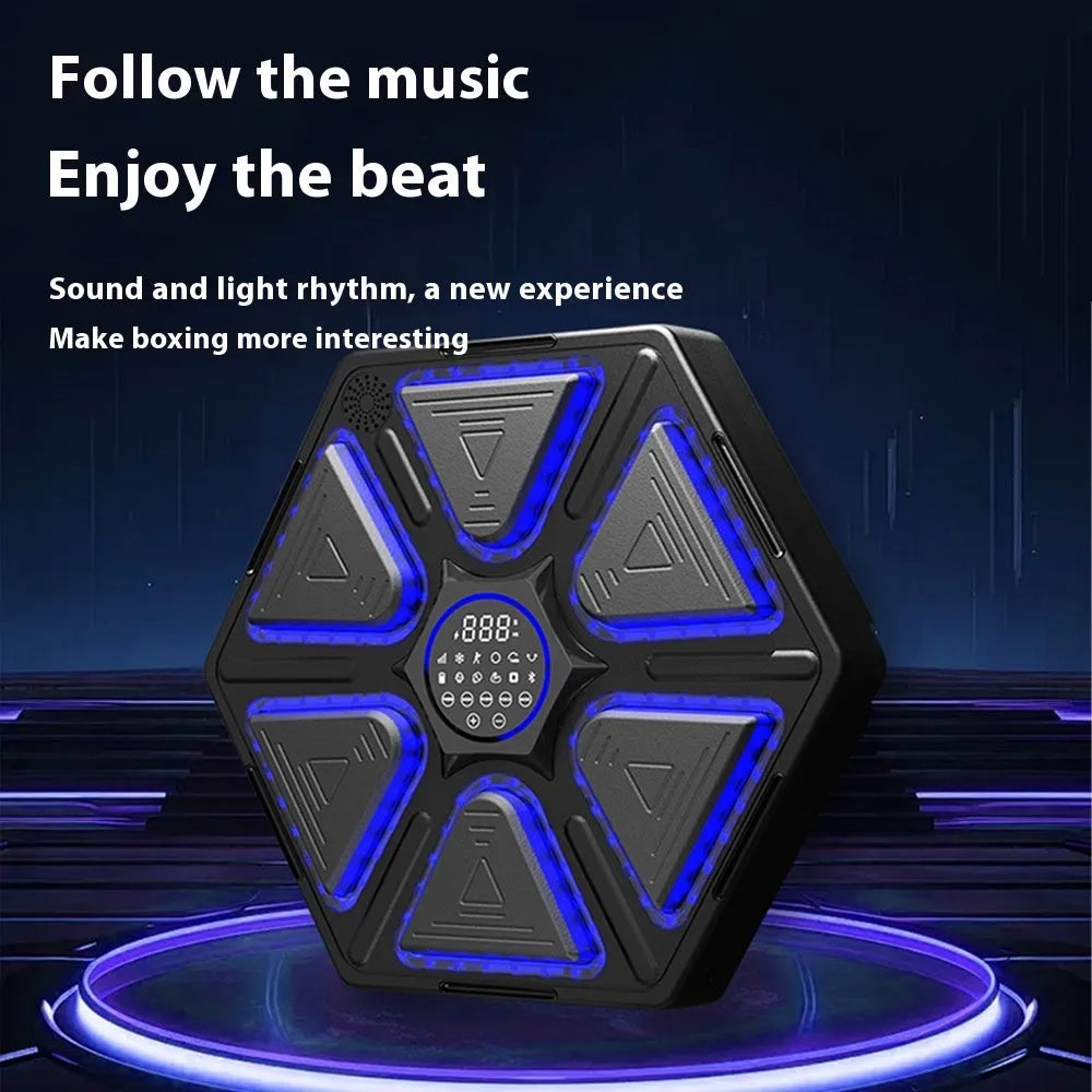 Electronic boxing wall target with LED display and musical feedback system for home training